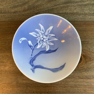Royal Copenhagen Decorative Plate White Flower Blue Background Denmark 3612 MKX